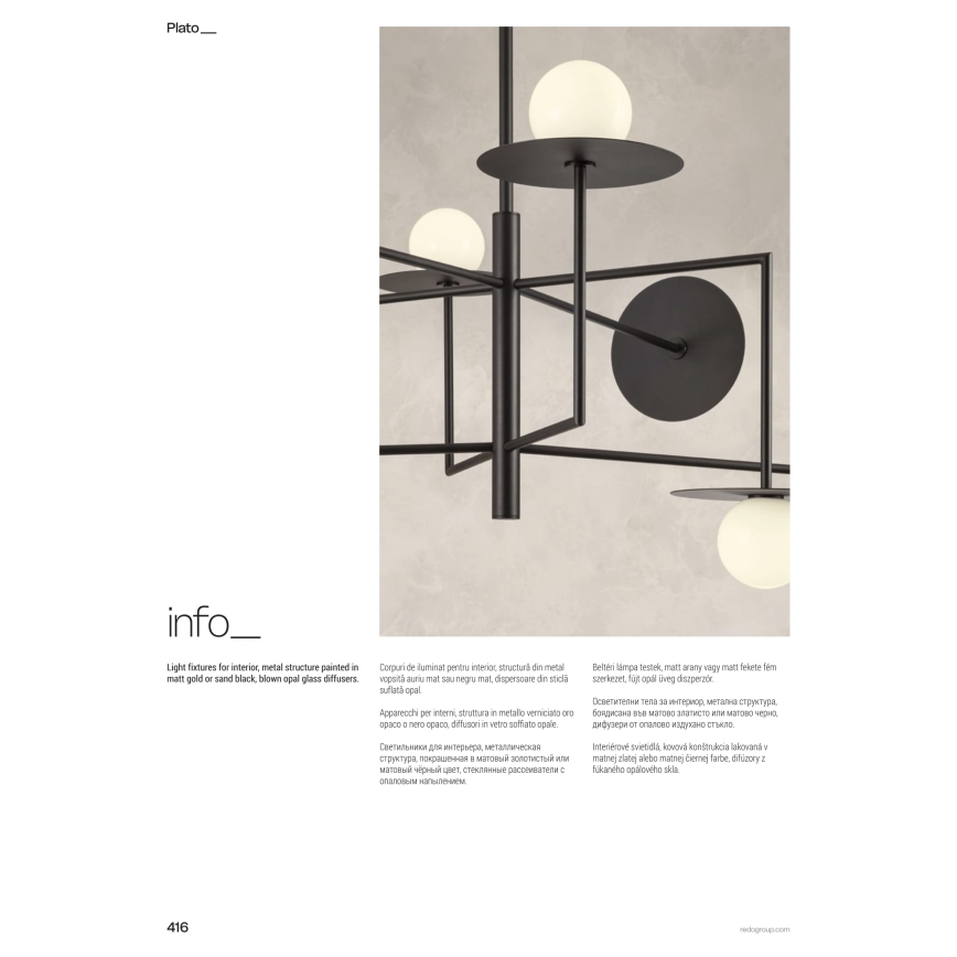 Redo 01-2753 - Rúdos csillár PLATO 8xG9/10W/230V fekete