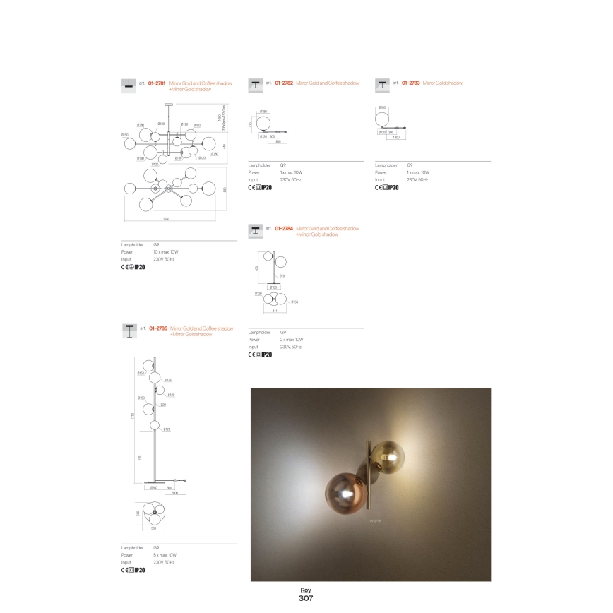 Redo 01-2784 - Asztali lámpa ROY 2xG9/10W/230V