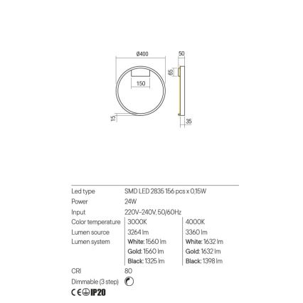 Redo 01-2819 - LED Dimmelhető fali lámpa FEBE LED/24W/230V fekete