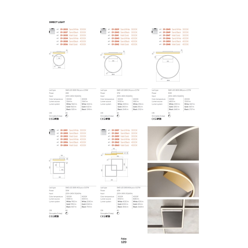 Redo 01-2865 - LED dimmelhető zsinóros csillár FEBE LED/37W/230V arany