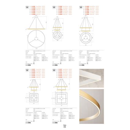 Redo 01-2865 - LED dimmelhető zsinóros csillár FEBE LED/37W/230V arany