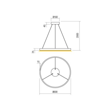 Redo 01-2865 - LED dimmelhető zsinóros csillár FEBE LED/37W/230V arany