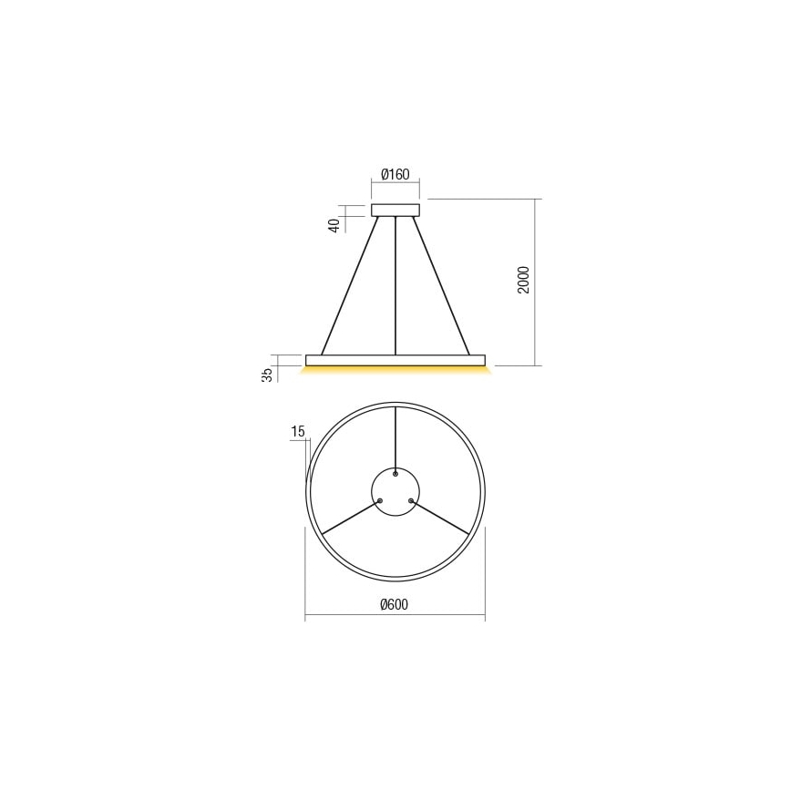 Redo 01-2865 - LED dimmelhető zsinóros csillár FEBE LED/37W/230V arany