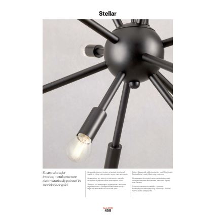 Redo 01-2934 - Kábeles csillár STELLAR 12xE14/25W/230V fekete