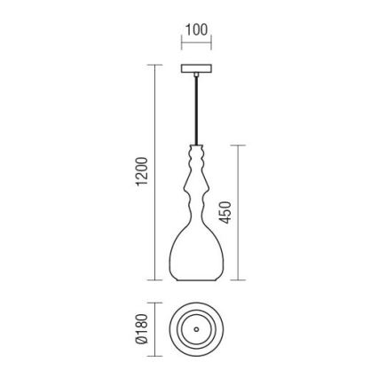 Redo 01-2939 - AMBIX kábeles csillár, 1x E27/42W/230V, átm. 18 cm, barna