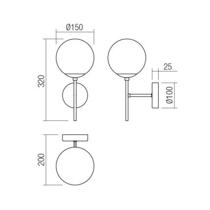 Redo 01-2942 - MUNDI falilámpa, 1xE14/28W/230V, réz/füstszínű