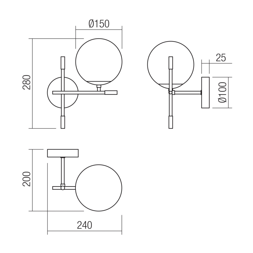 Redo 01-2944 - Fali lámpa ESSENTIAL 1xE14/28W/230V jobb