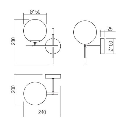 Redo 01-2945 - Fali lámpa ESSENTIAL 1xE14/28W/230V bal