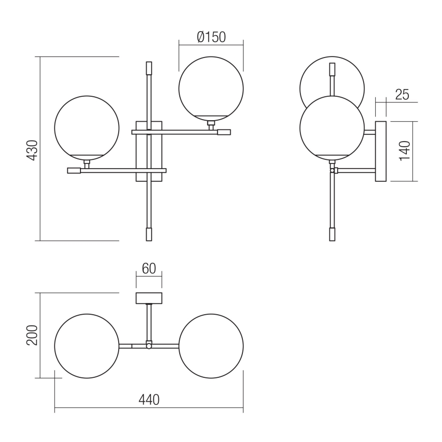Redo 01-2946 - Fali lámpa ESSENTIAL 2xE14/28W/230V