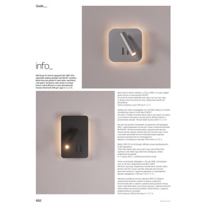 Redo 01-2978 - QUDA LED fali lámpatest LED/6W/230V + LED/3W 3000K CRI 90 matt króm