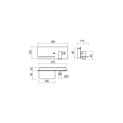 Redo 01-2985 - LED Fali spotlámpa BROOK LED/8W/230V + LED/3W USB CRI 90 fekete bal