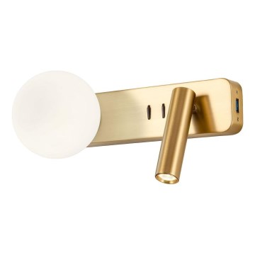 Redo 01-2992 - LED fali lámpa OASIS LED/3W/230V + 1xG9/10W USB CRI 90 bronzszínű