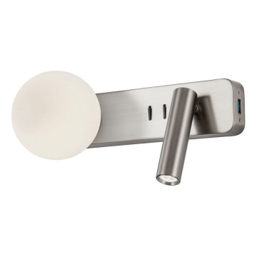 Redo 01-2993 - LED fali lámpa OASIS LED/3W/230V + 1xG9/10W USB CRI 90 fényes króm