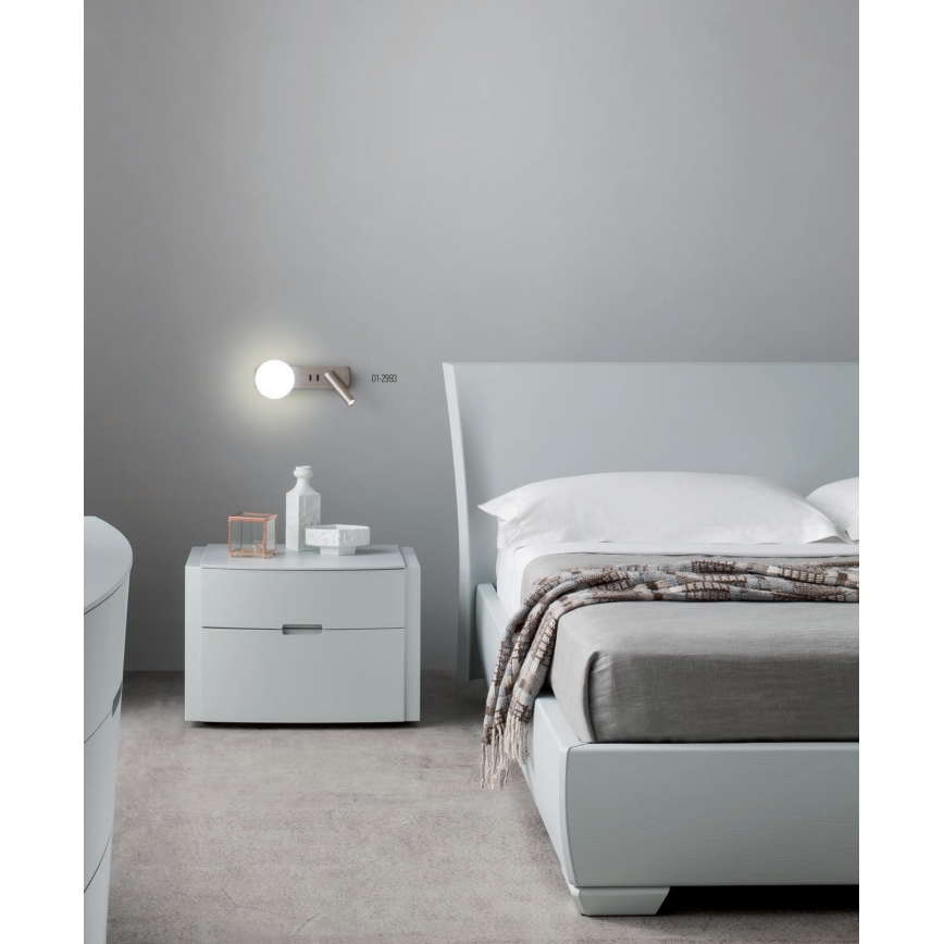 Redo 01-2993 - LED fali lámpa OASIS LED/3W/230V + 1xG9/10W USB CRI 90 fényes króm