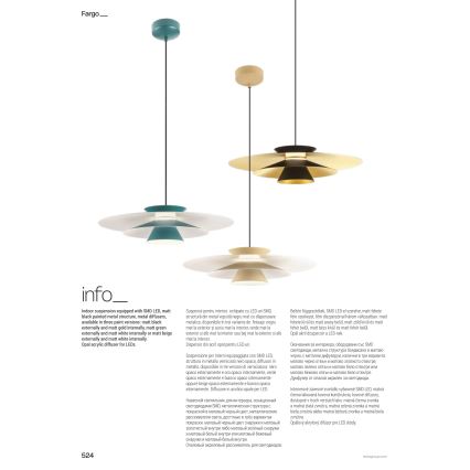 Redo 01-3001 - Kábeles LED függeszték FARGO LED/16,5W/230V CRI 90 Ø 50 cm fekete/arany