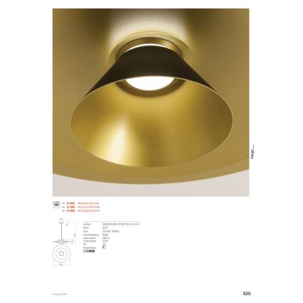 Redo 01-3001 - Kábeles LED függeszték FARGO LED/16,5W/230V CRI 90 Ø 50 cm fekete/arany