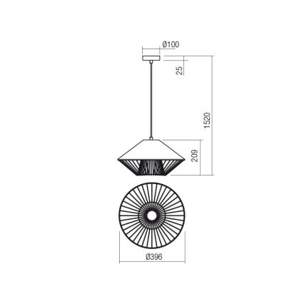 Redo 01-3007 - Kábelre függesztett GRILL függeszték 1xE27/42W/230V átm. 39,6 cm fekete/bézs