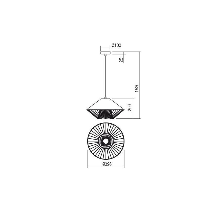 Redo 01-3007 - Kábelre függesztett GRILL függeszték 1xE27/42W/230V átm. 39,6 cm fekete/bézs