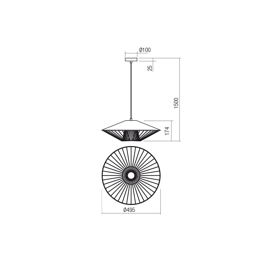 Redo 01-3008 - GRILL kábeles csillár 1xE27/42W/230V Ø 49,5 cm fekete/fehér