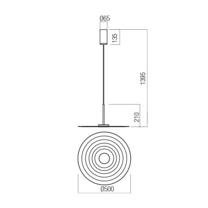 Redo 01-3044 - LAKE LED kábeles csillár, 13W/230V, CRI 90, átmérő 50 cm, fehér