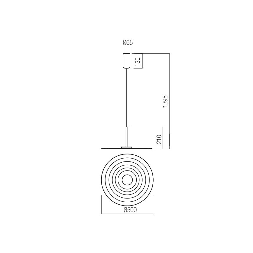 Redo 01-3045 - LAKE LED függeszték kábellel, 13W, 230V, CRI 90, átmérő 50 cm, narancssárga