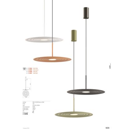 Redo 01-3046 - LED kábeles függőlámpa LAKE LED/13W/230V CRI 90 átm. 50 cm zöld