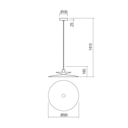 Redo 01-3051 - Csillár kábelen GUNNAR 1xE27/42W/230V átm. 50 cm fekete