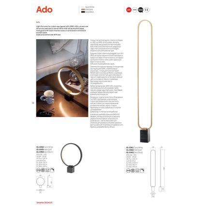 Redo 01-3063 - LED Dimmelhető állólámpa ADO LED/24W/230V fekete