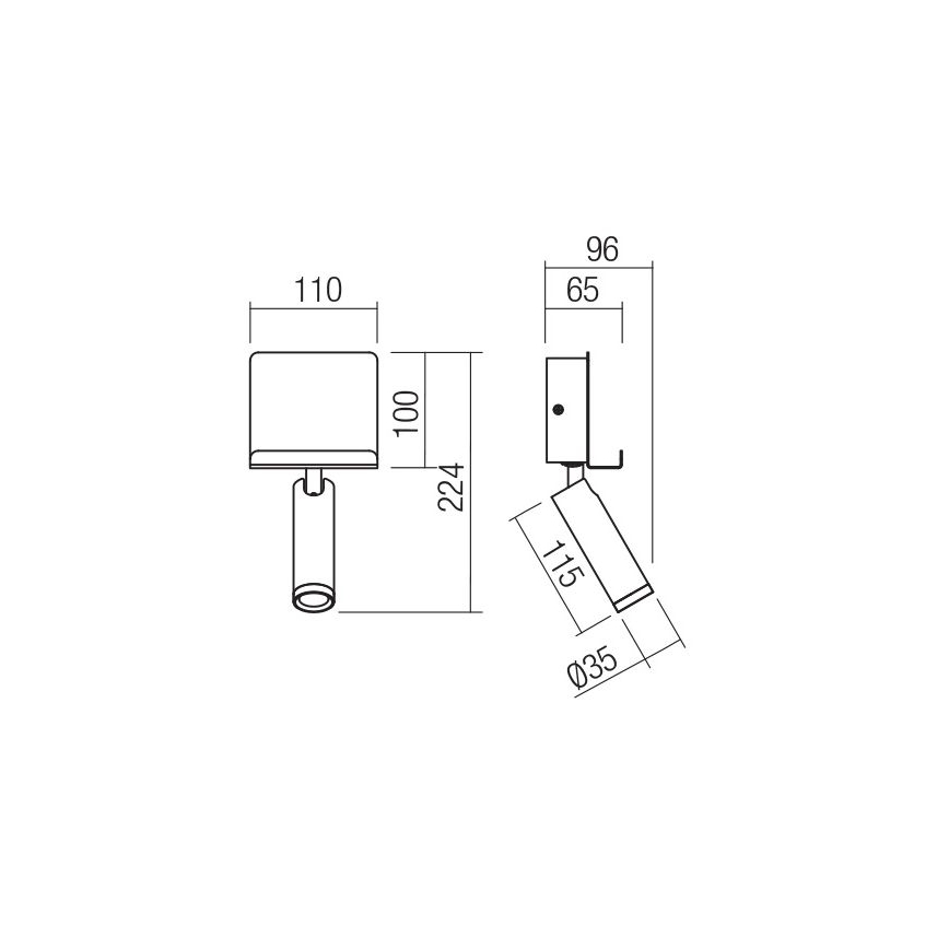Redo 01-3084 - LED Fali spotlámpa PANEL LED/3,5W/230V USB fekete