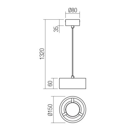 Redo 01-3101 - LED Csillár zsinóron PUNKT LED/6W/230V átm. 15 cm fekete