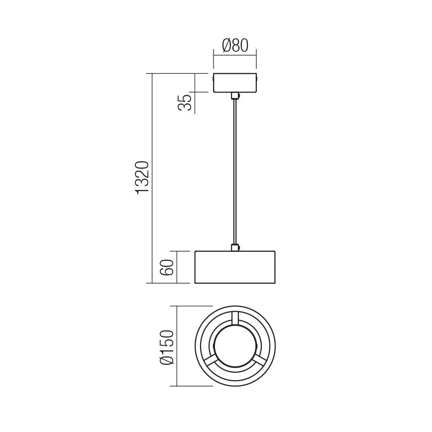 Redo 01-3101 - LED Csillár zsinóron PUNKT LED/6W/230V átm. 15 cm fekete