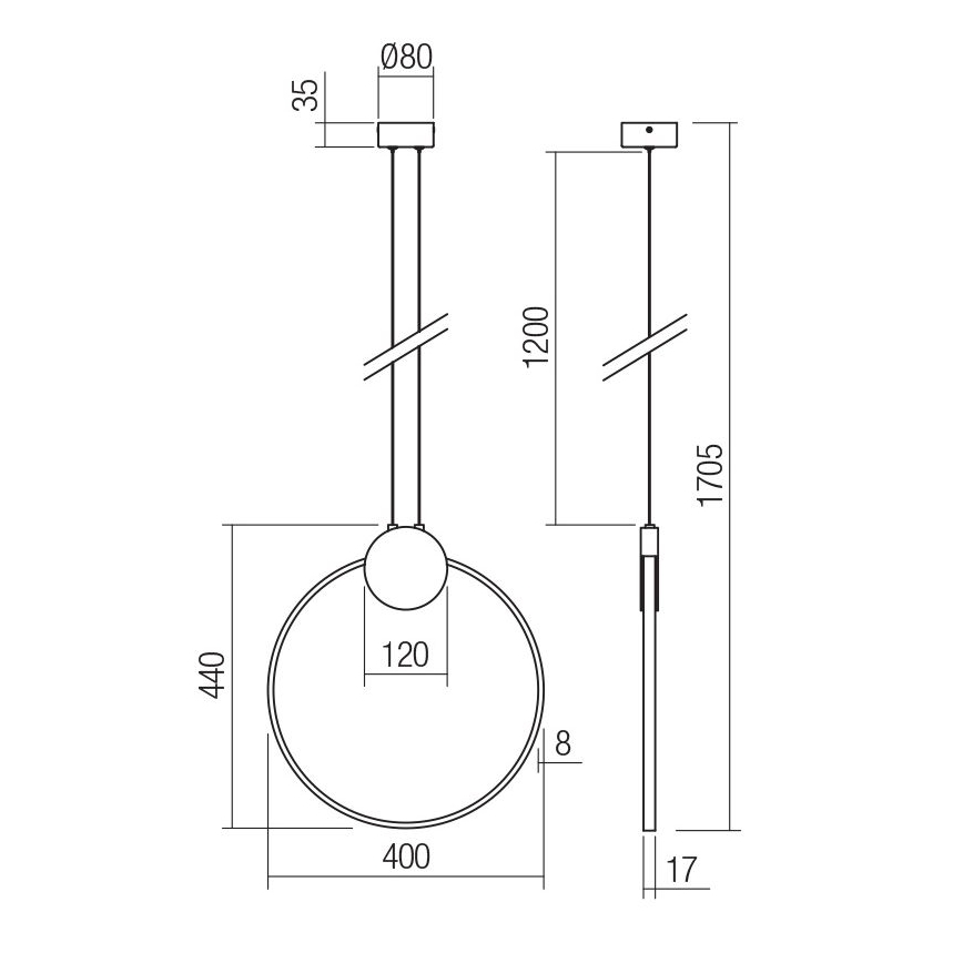 Redo 01-3106 - LED Csillár zsinóron ATOM LED/11W/230V átm. 40 cm