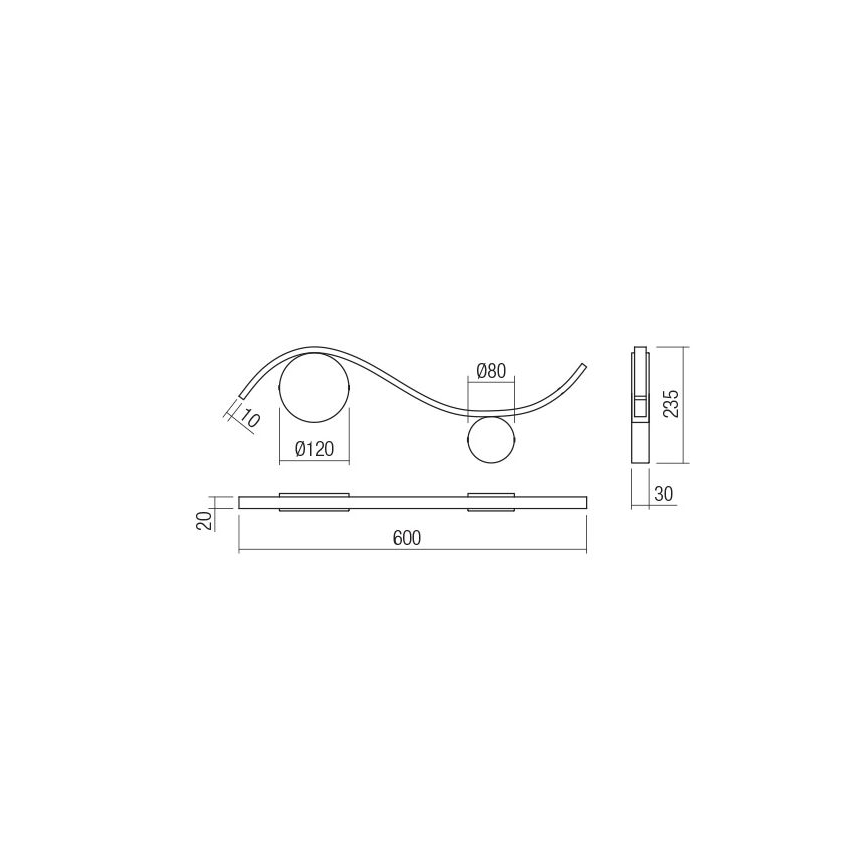 Redo 01-3110 - LED Fali lámpa WAVE LED/9W/230V fekete