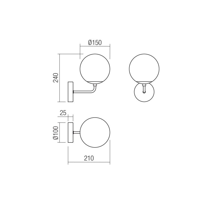 Redo 01-3148 - Fali lámpa BOWLING 1xE27/42W/230V fekete