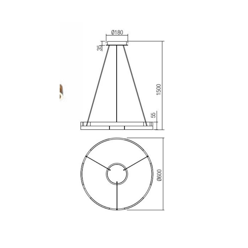 Redo 01-3172 - LED Dimmelhető csillár zsinóron CASTLE LED/36W/230V arany