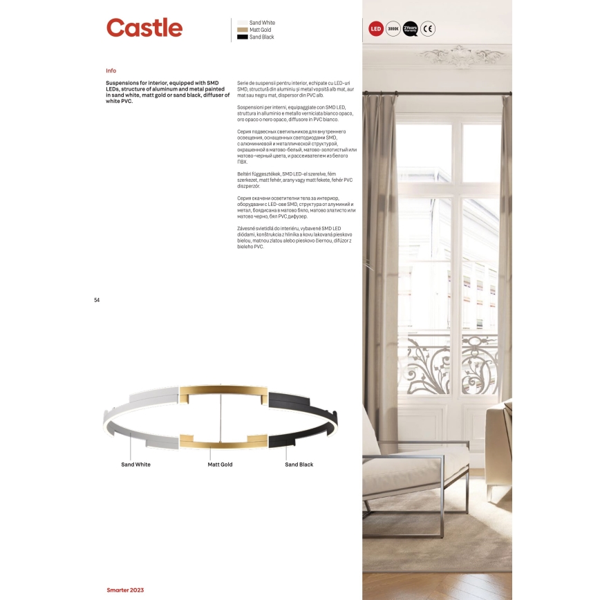 Redo 01-3176 - LED Dimmelhető csillár zsinóron CASTLE LED/45W/230V fekete