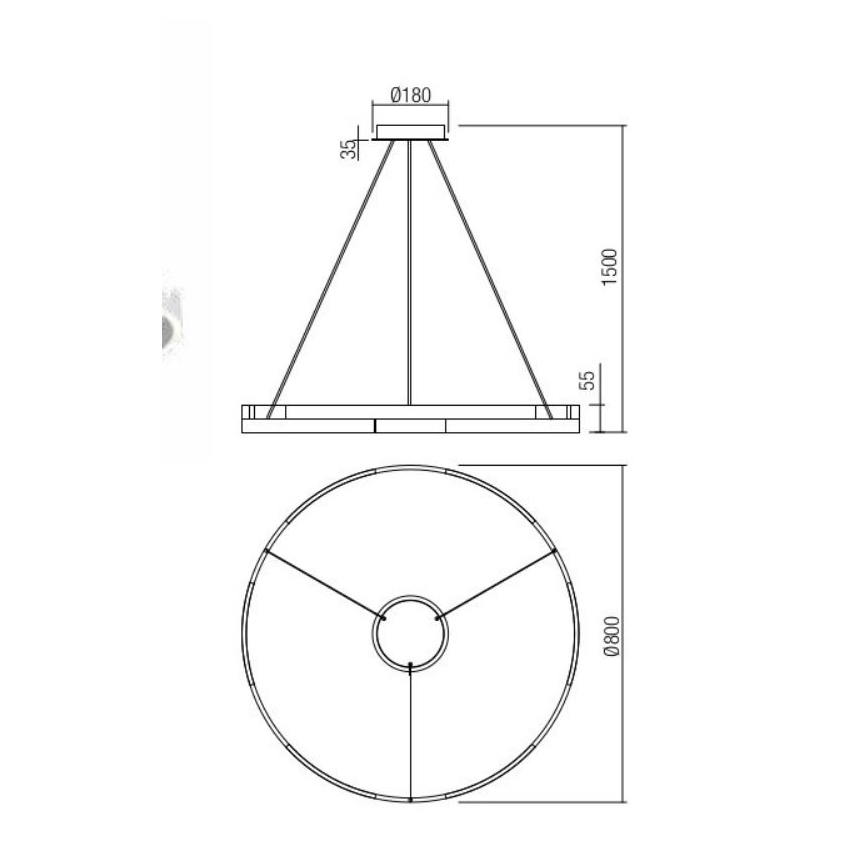 Redo 01-3176 - LED Dimmelhető csillár zsinóron CASTLE LED/45W/230V fekete