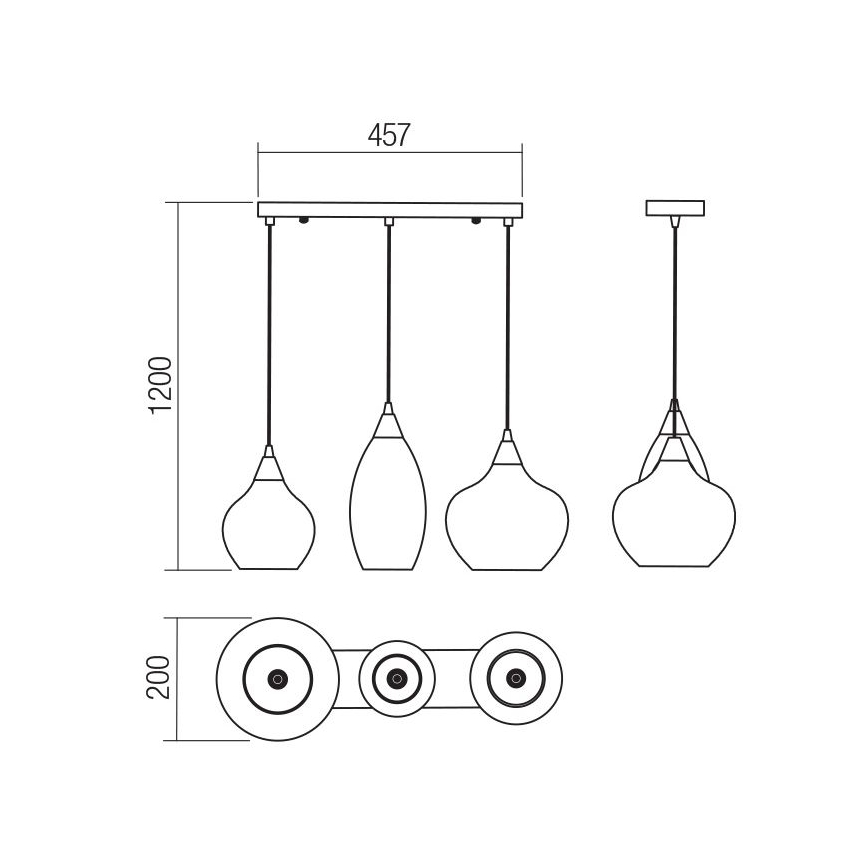 Redo 01-3193 - Csillár zsinóron TANNER 3xE14/28W/230V
