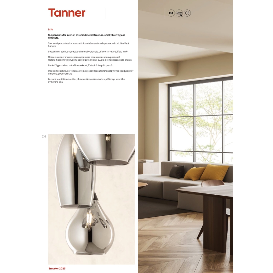 Redo 01-3195 - Csillár zsinóron TANNER 8xE14/28W/230V