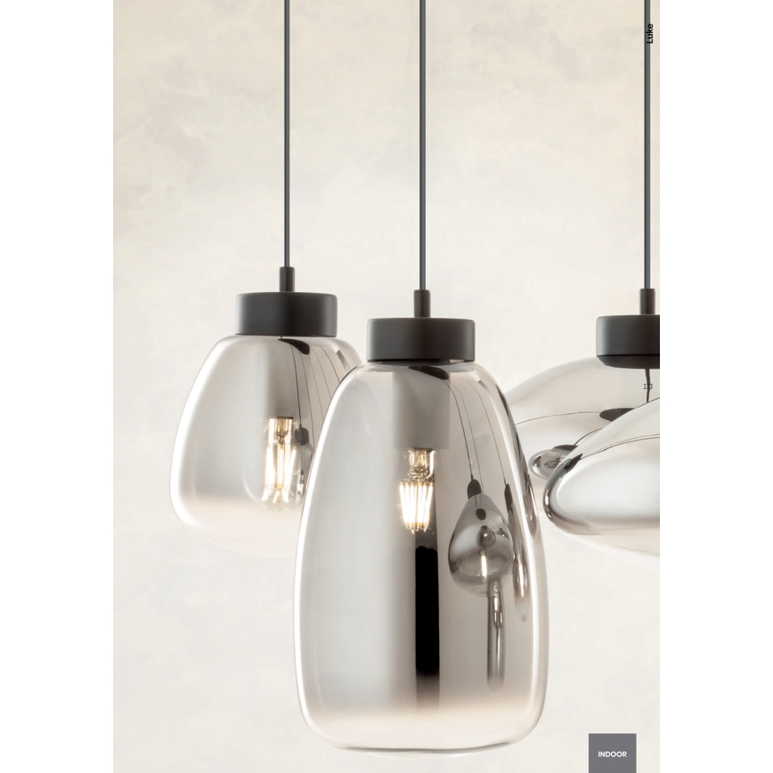 Redo 01-3196 - Csillár zsinóron LUKE 1xE27/42W/230V átm. 17 cm fekete