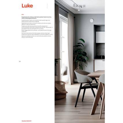 Redo 01-3196 - Csillár zsinóron LUKE 1xE27/42W/230V átm. 17 cm fekete