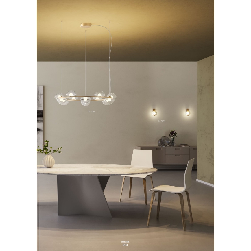 Redo 01-3241 - LED fali lámpa SINCLAIR LED/6,5W/230V CRI 93 IP21 arany