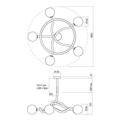 Redo 01-3258 - CONFUSIO rudas csillár 5xE14/28W/230V, átmérő 96 cm, arany