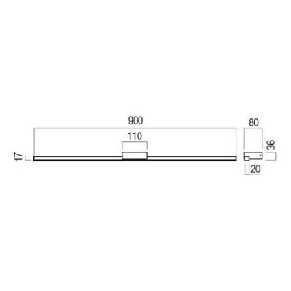 Redo 01-3273 - LED fürdőszobai tükörvilágítás ASTON LED/18W/230V 3000/4000K 90 cm CRI 90 IP44 fekete