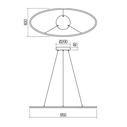 Redo 01-3337 - Fényerőszabályozható kábelre függesztett csillár LEO LED/48W/230V 3000/4000K CRI 90 40x95 cm fehér