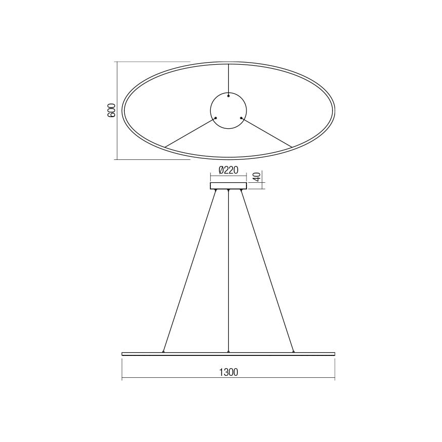 Redo 01-3341 - LED fényerőszabályozható kábeles függeszték LEO LED/67W/230V 3000/4000K CRI 90 60x130 cm bronz színű