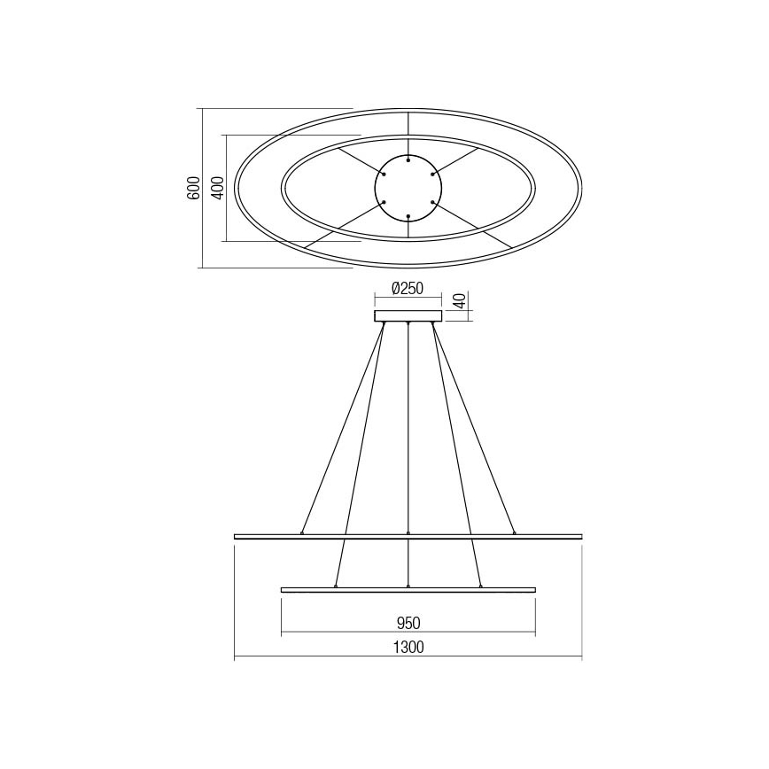 Redo 01-3342 - LED dimmelhető kábelre függeszthető csillár LEO LED/115W/230V 3000/4000K CRI 90 60x130 cm fehér