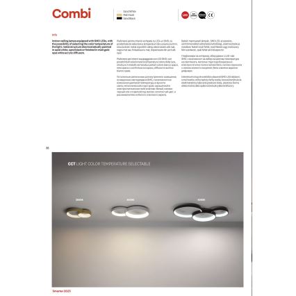 Redo 01-3375 - LED dimmelhető mennyezeti lámpa COMBI LED/72W/230V 3000/4000/6000K CRI98 fekete