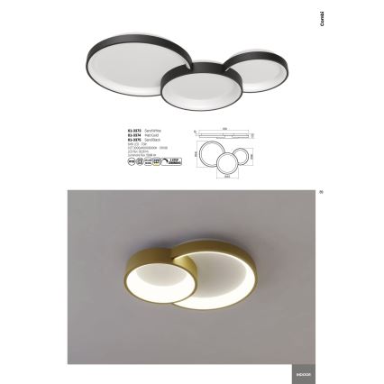 Redo 01-3375 - LED dimmelhető mennyezeti lámpa COMBI LED/72W/230V 3000/4000/6000K CRI98 fekete