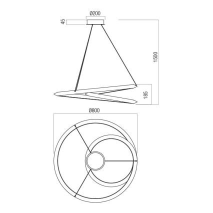 Redo 01-3377 - LED dimmelhető kábeles függeszték STORM LED/60W/230V 3000/4000/6000K CRI 90 Ø 80 cm arany